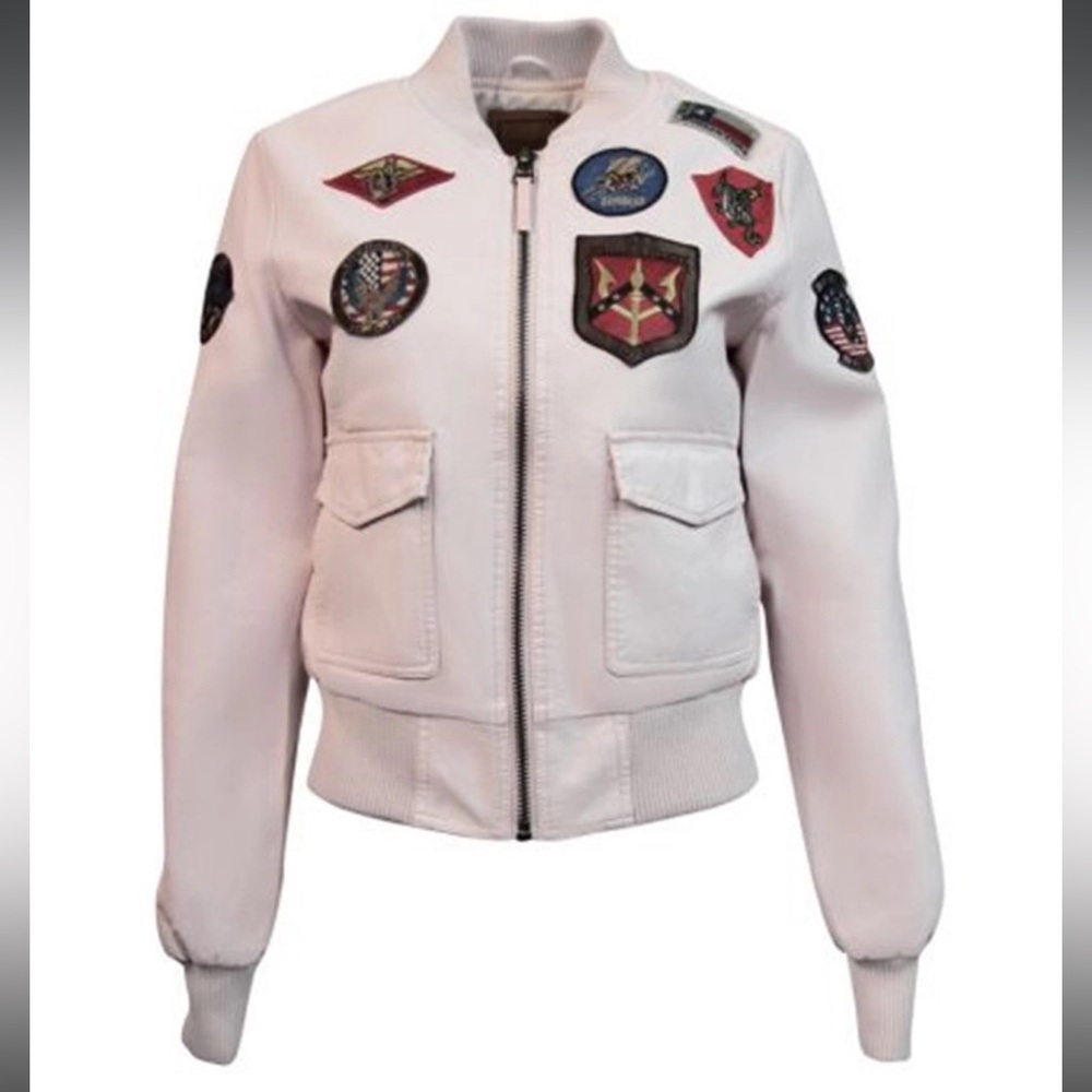 Top Gun light pink bomber jacket M vegan “leather” hard to find